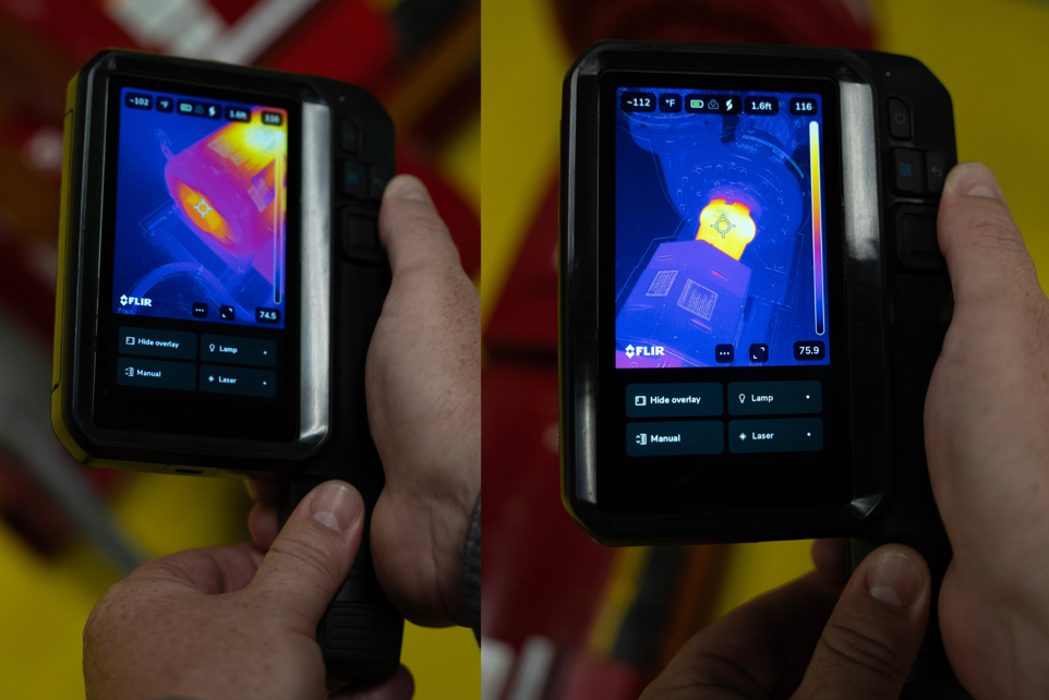 Flir i65 and Condoit being used for a thermal inspection of a motor