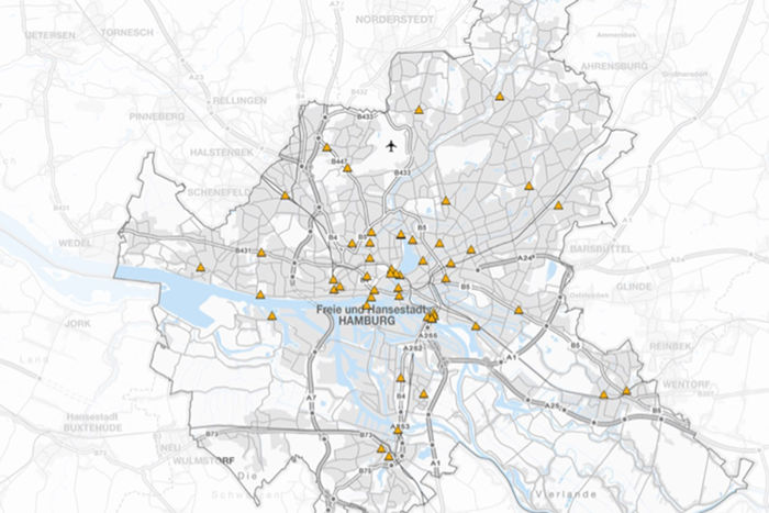 A map of Hamburg-wide Bicycle Traffic Counting Network project